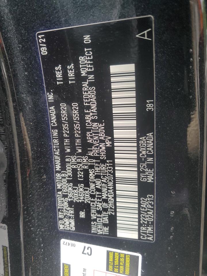 2T2HGMDA4NC073311 2022 Lexus Rx 450H