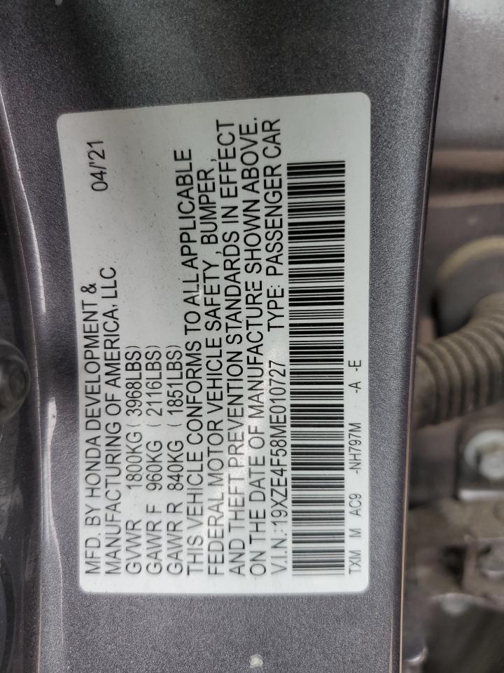 19XZE4F58ME010727 2021 Honda Insight Ex