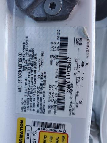 VIN 3FA6P0LU1KR205422 2019 Ford Fusion, SE no.12