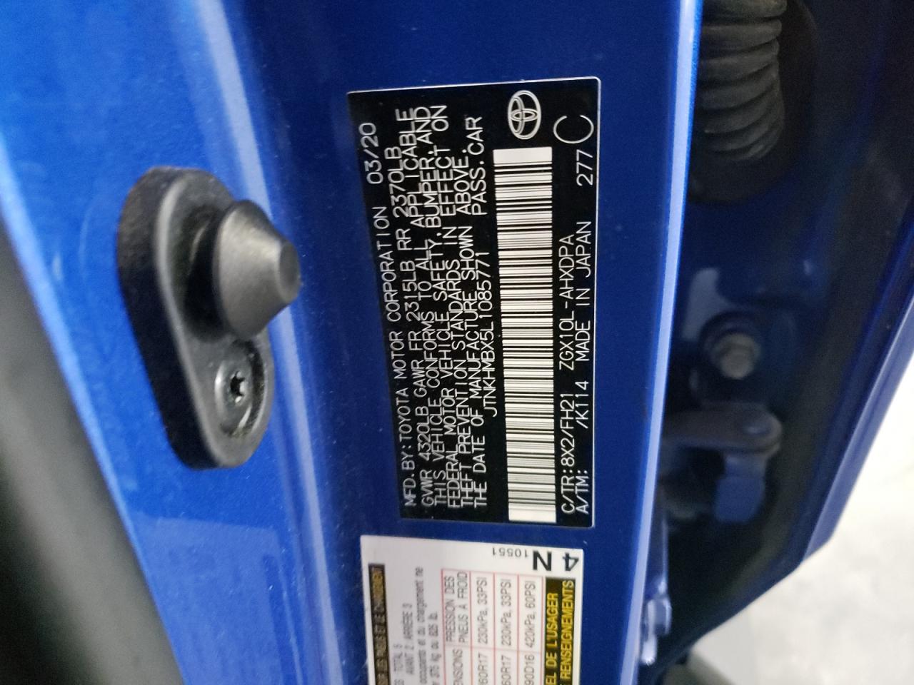 JTNKHMBX5L1085771 2020 Toyota C-Hr Xle