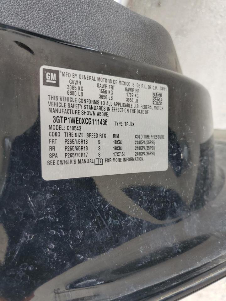 3GTP1WE0XCG111436 2012 GMC Sierra C1500 Slt