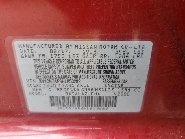 2017 Nissan Versa S VIN: 3N1CN7AP8HL853282 Lot: 54772304