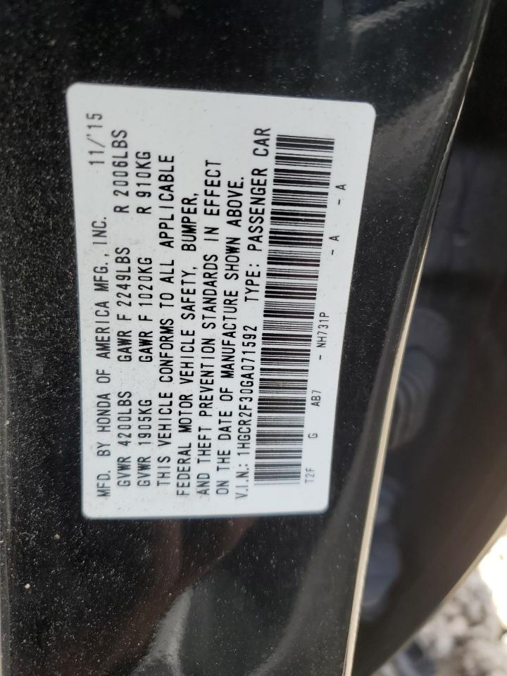 1HGCR2F30GA071592 2016 Honda Accord Lx