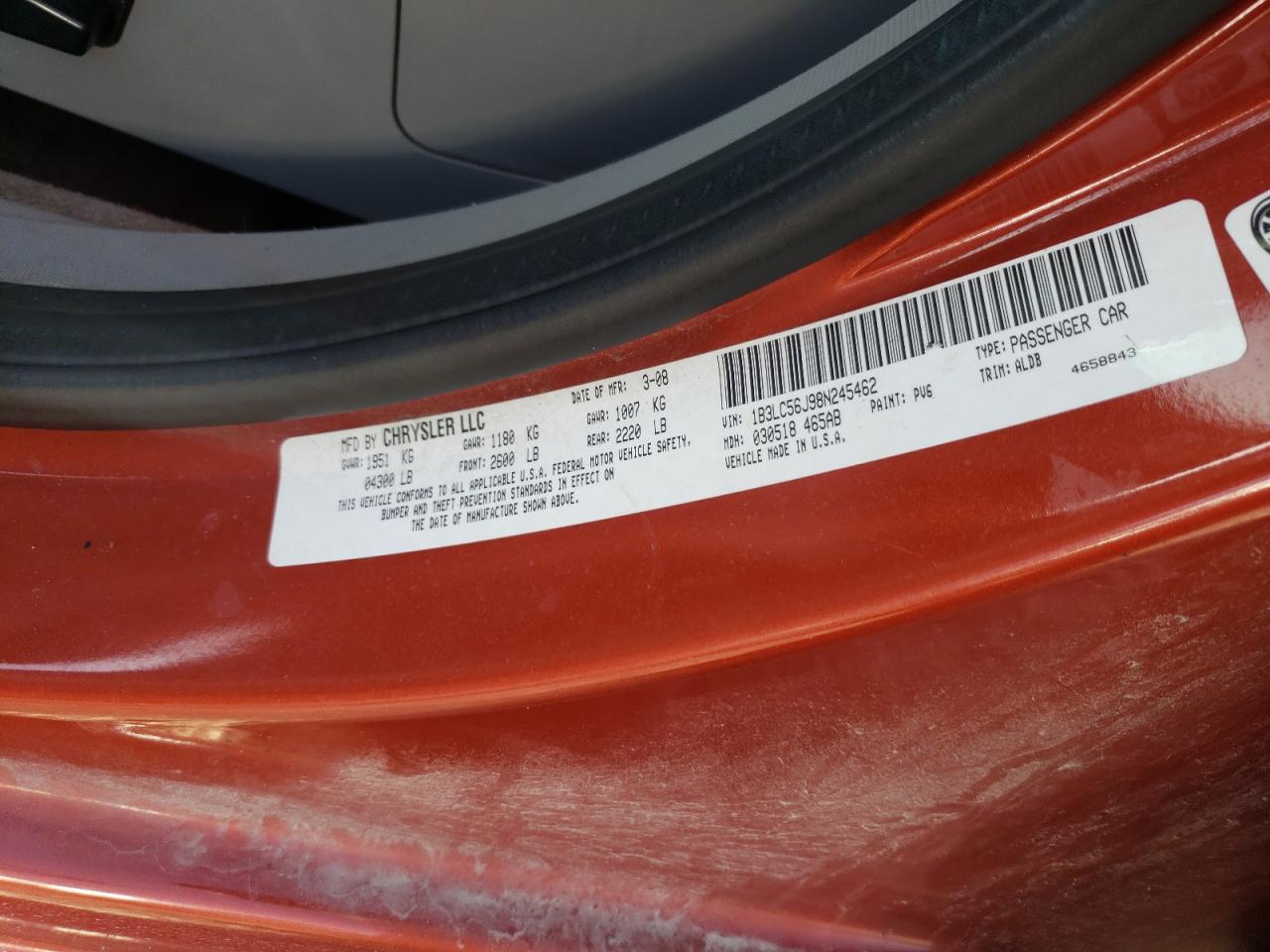 1B3LC56J98N245462 2008 Dodge Avenger Sxt