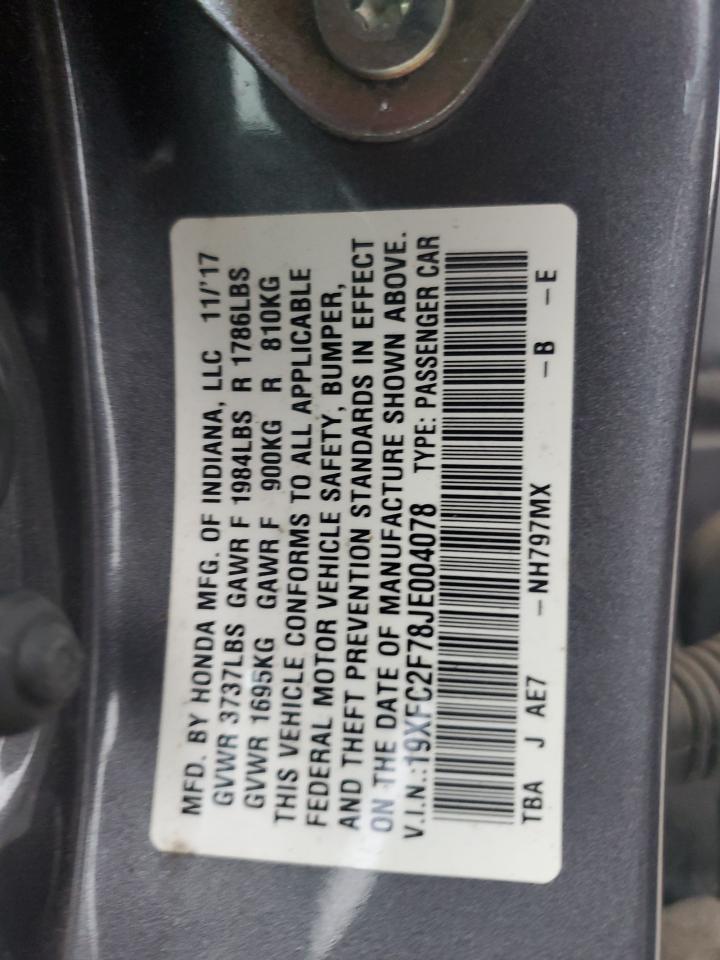 19XFC2F78JE004078 2018 Honda Civic Ex