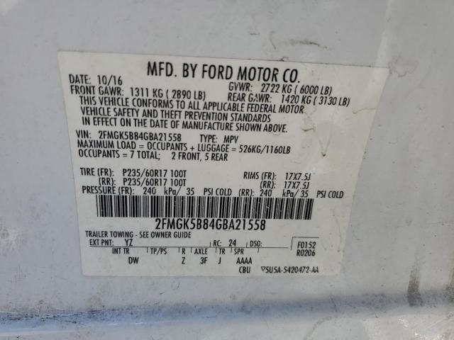 2016 Ford Flex Se VIN: 2FMGK5B84GBA21558 Lot: 56509364