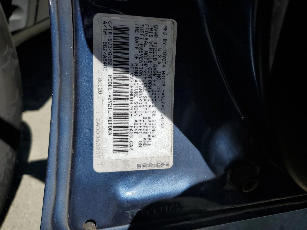 4T1VV21E9MU037958 1991 Toyota Camry Dlx