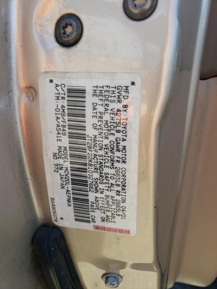 JT2BF22K810327662 2001 Toyota Camry Ce