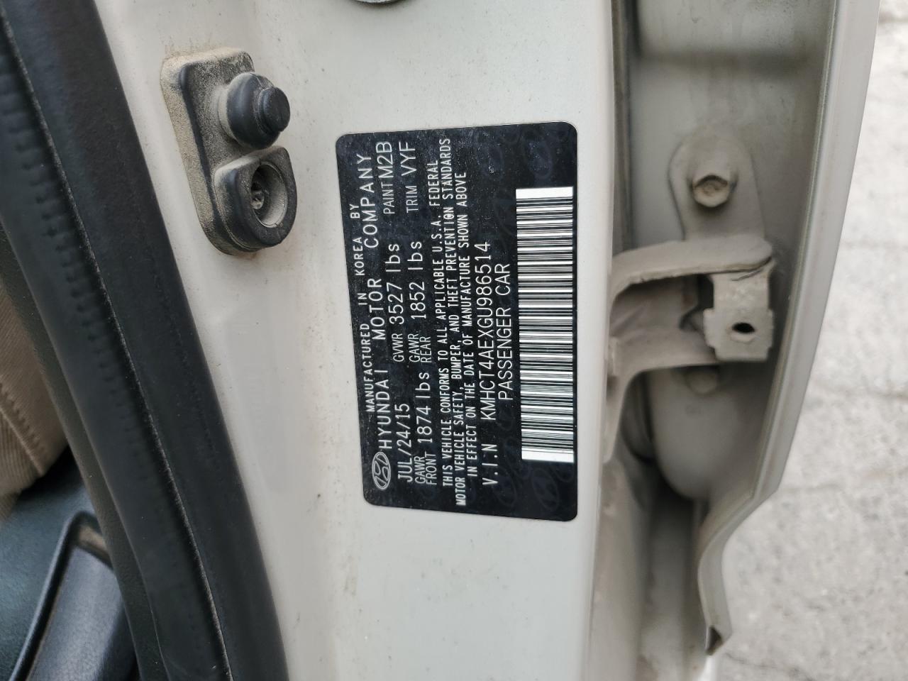 KMHCT4AEXGU986514 2016 Hyundai Accent Se