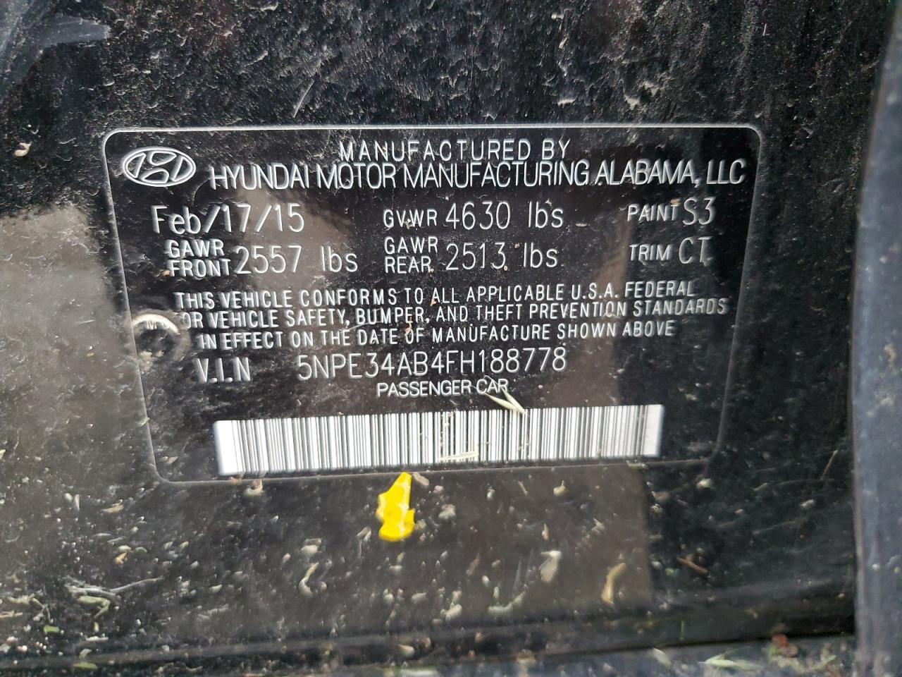 5NPE34AB4FH188778 2015 Hyundai Sonata Sport