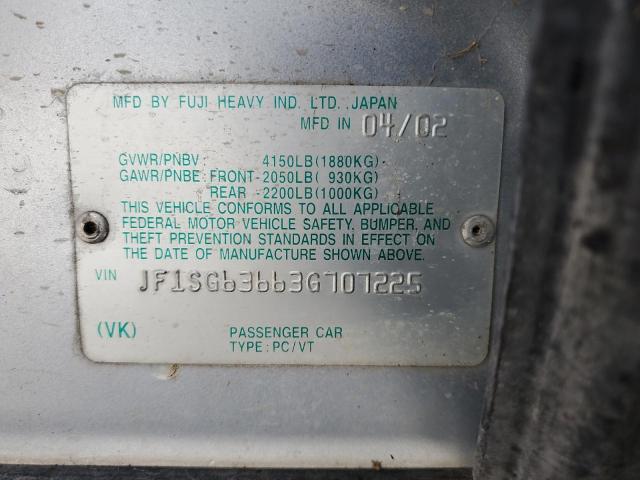 2003 Subaru Forester 2.5X VIN: JF1SG63663G707225 Lot: 55946154