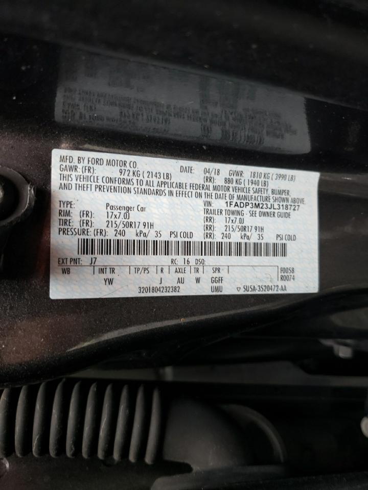 1FADP3M23JL318727 2018 Ford Focus Sel