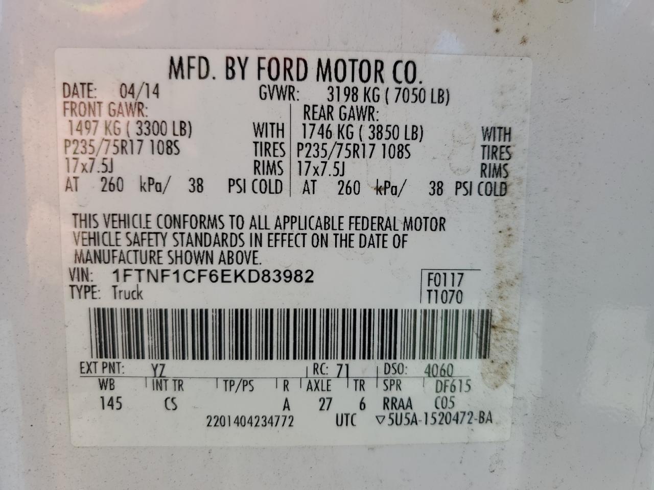 1FTNF1CF6EKD83982 2014 Ford F150