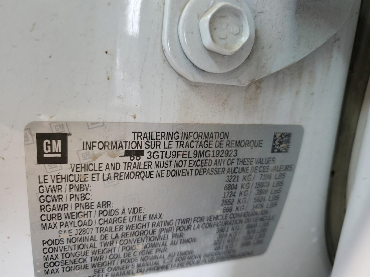 3GTU9FEL9MG192923 2021 GMC Sierra K1500 Denali