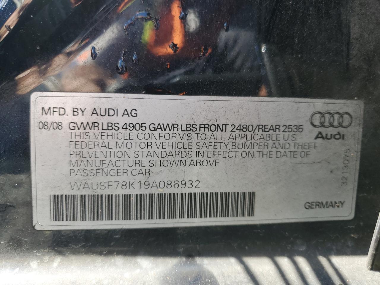 WAUSF78K19A086932 2009 Audi A4 Premium Plus