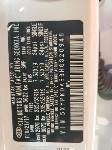 2017 Kia Sorento Sx VIN: 5XYPKDA53HG320946 Lot: 55010614