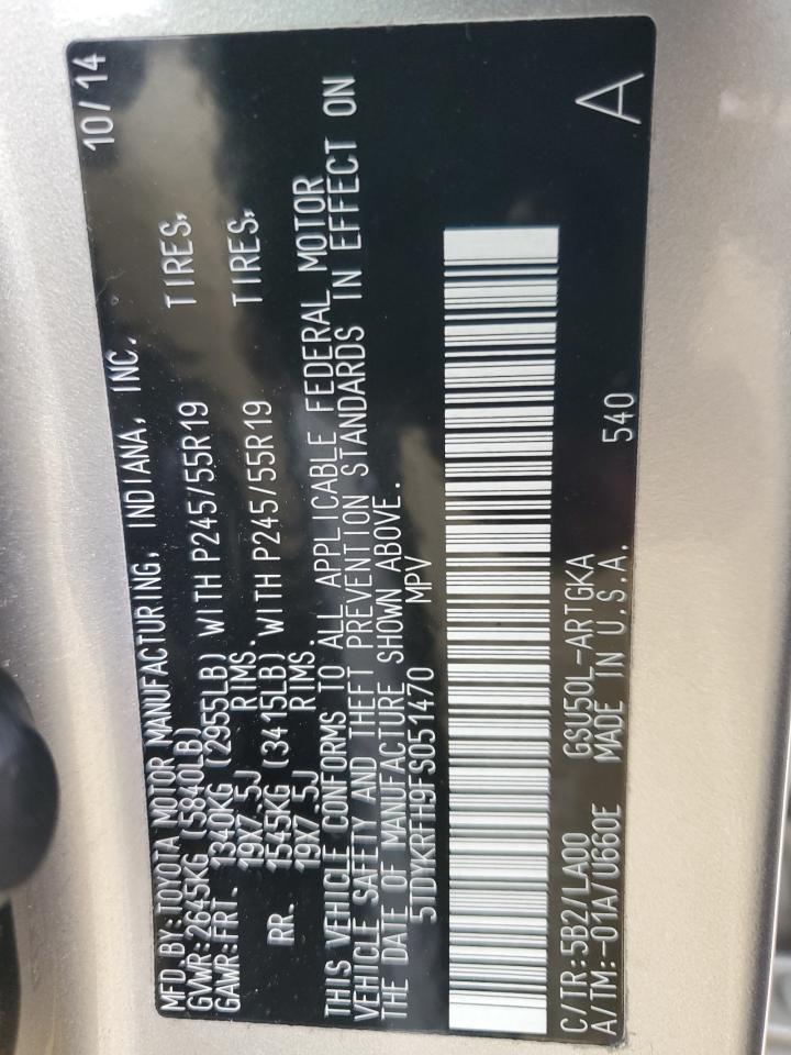 5TDYKRFH9FS051470 2015 Toyota Highlander Limited