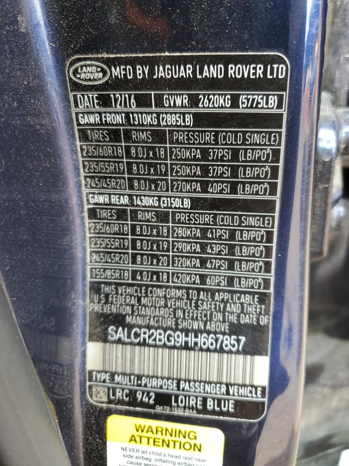 SALCR2BG9HH667857 2017 Land Rover Discovery Sport Hse