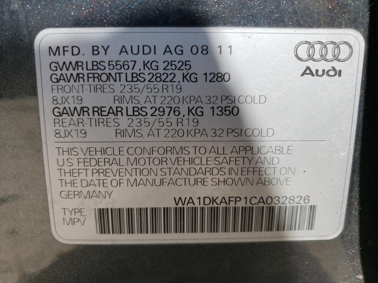 WA1DKAFP1CA032826 2012 Audi Q5 Premium Plus