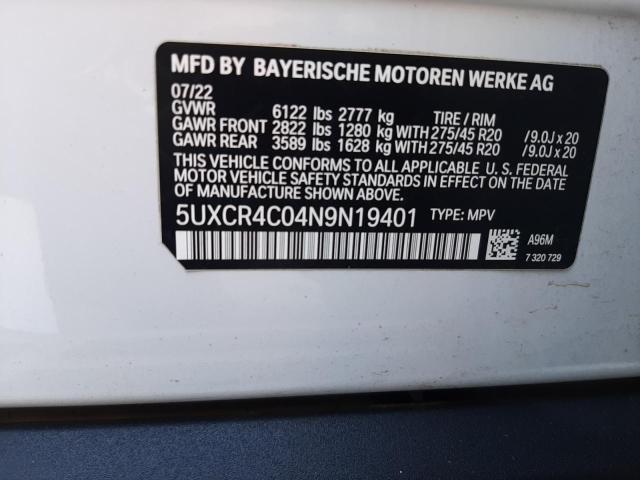 2022 BMW X5 Sdrive 40I VIN: 5UXCR4C04N9N19401 Lot: 54716624