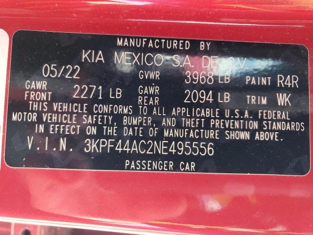 2022 Kia Forte Gt VIN: 3KPF44AC2NE495556 Lot: 54991454