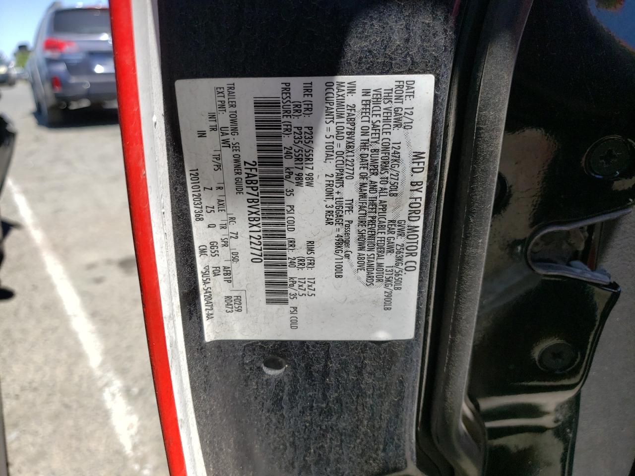 2FABP7BVXBX122770 2011 Ford Crown Victoria Police Interceptor