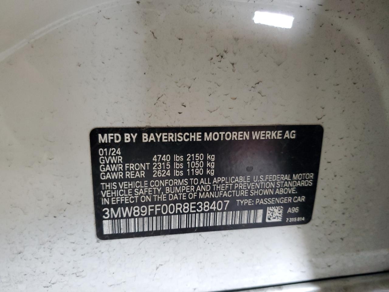 3MW89FF00R8E38407 2024 BMW 330Xi