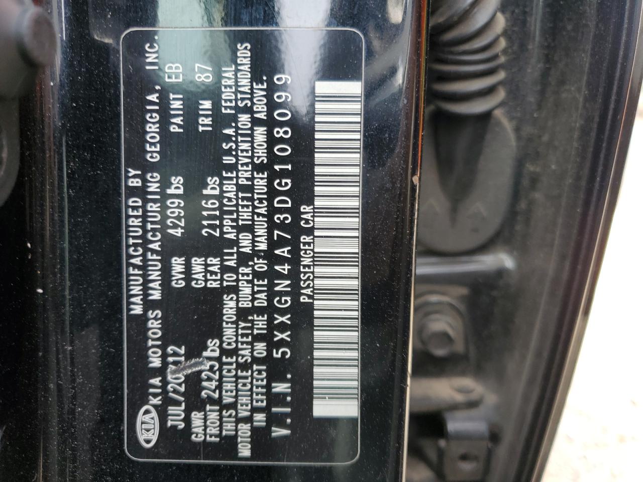 2013 Kia Optima Ex vin: 5XXGN4A73DG108099