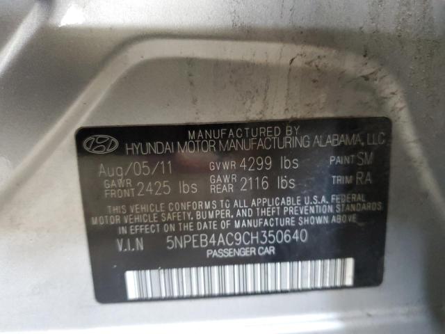2012 Hyundai Sonata Gls VIN: 5NPEB4AC9CH350640 Lot: 54748714
