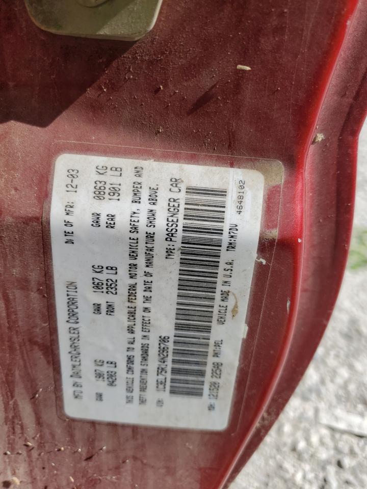 1C3EL75R14N296706 2004 Chrysler Sebring Gtc