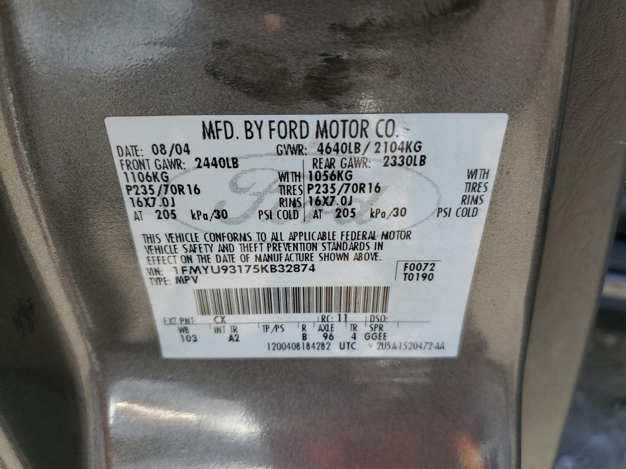 1FMYU93175KB32874 2005 Ford Escape Xlt