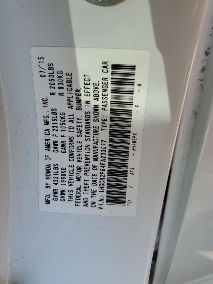 1HGCR2F84FA233072 2015 Honda Accord Exl