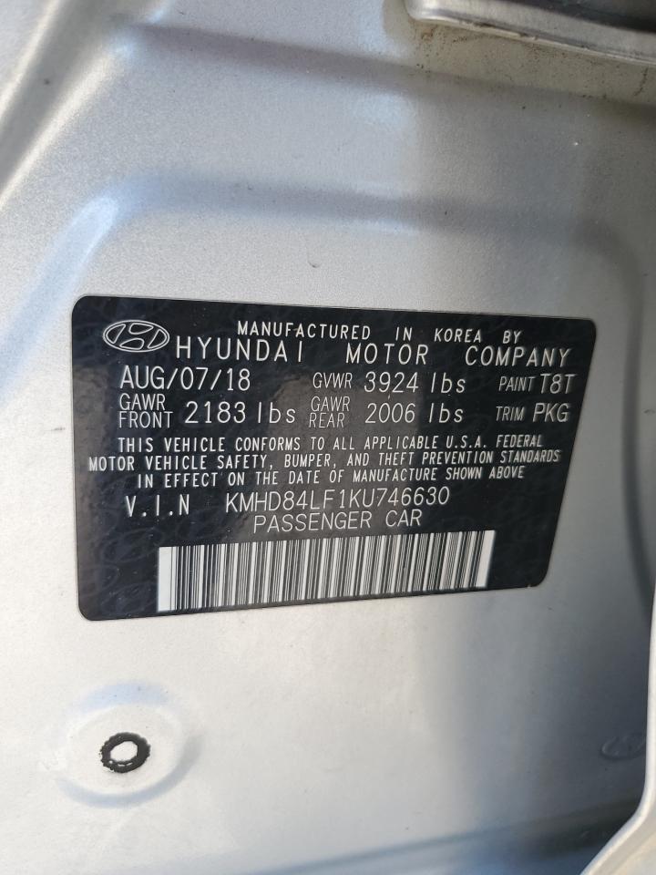 KMHD84LF1KU746630 2019 Hyundai Elantra Sel