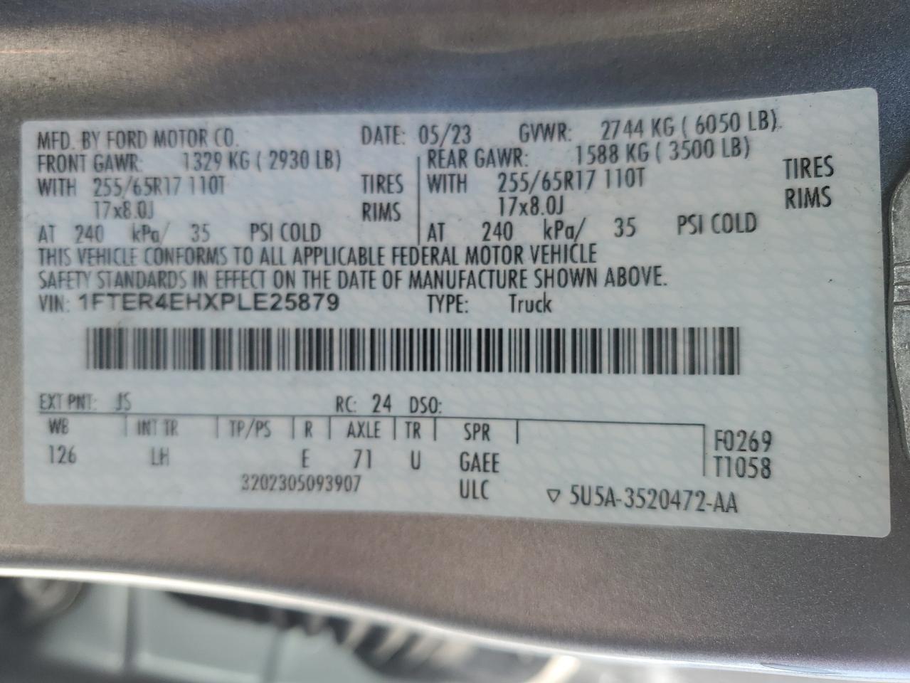 1FTER4EHXPLE25879 2023 Ford Ranger Xl