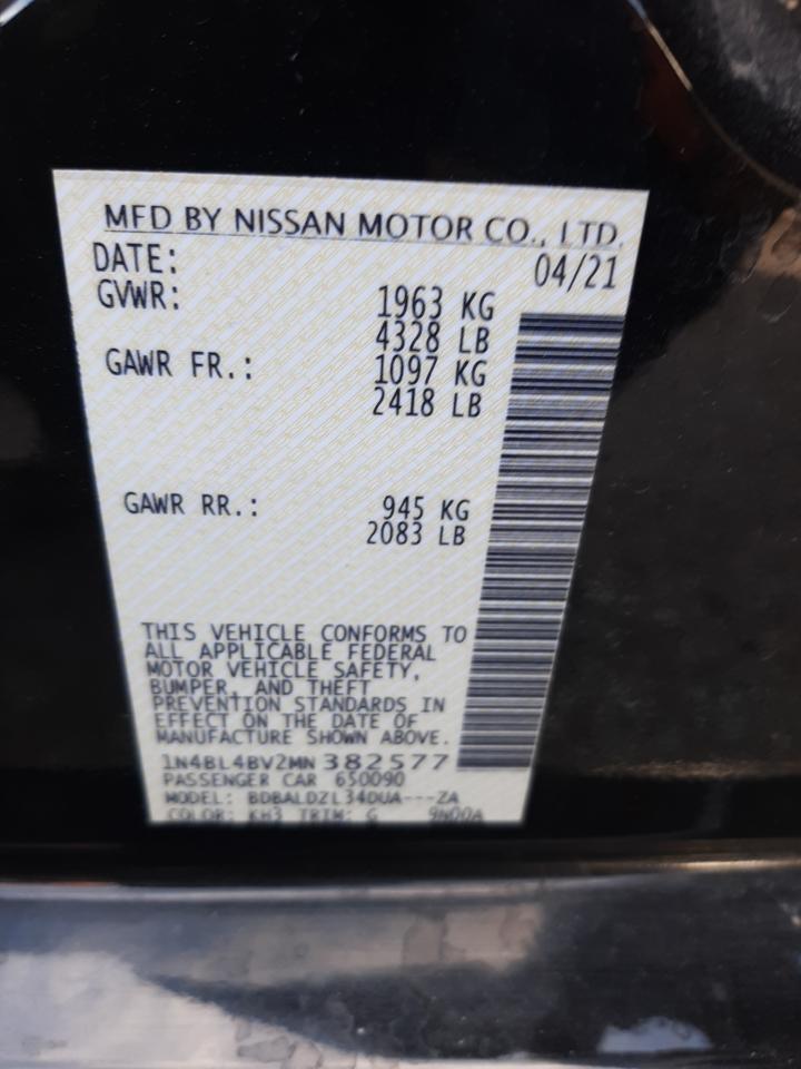 1N4BL4BV2MN382577 2021 Nissan Altima S