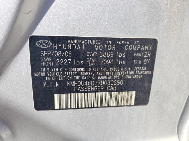 2007 Hyundai Elantra Gls VIN: KMHDU46D27U030350 Lot: 53096844