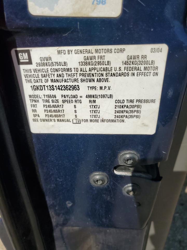 1GKDT13S142362963 2004 GMC Envoy