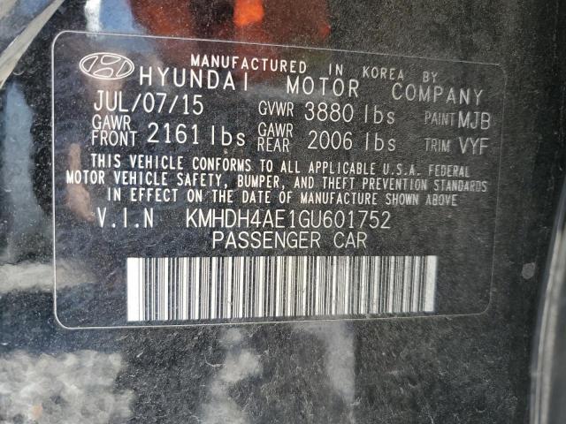 2016 Hyundai Elantra Se VIN: KMHDH4AE1GU601752 Lot: 56344944