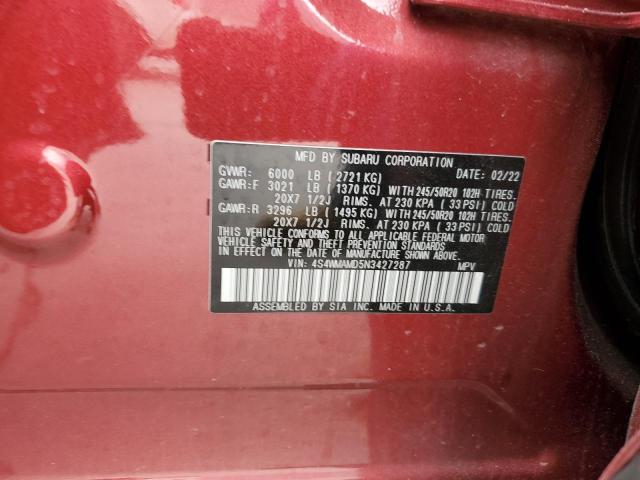 2022 Subaru Ascent Limited VIN: 4S4WMAMD5N3427287 Lot: 55555224