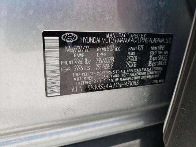 2022 Hyundai Santa Fe Sel VIN: 5NMS24AJ3NH471083 Lot: 56655774