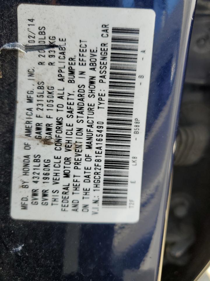 1HGCR2F81EA165490 2014 Honda Accord Exl