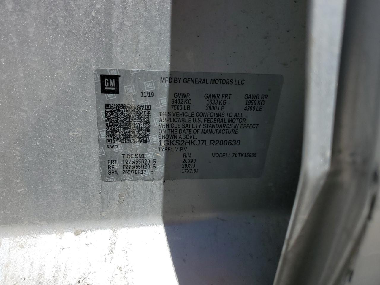 1GKS2HKJ7LR200630 2020 GMC Yukon Xl Denali