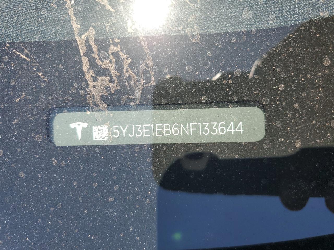 5YJ3E1EB6NF133644 2022 Tesla Model 3