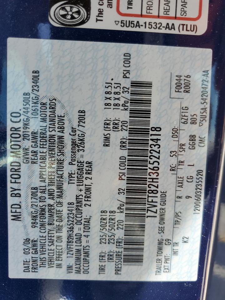 1ZVFT82H365223418 2006 Ford Mustang Gt