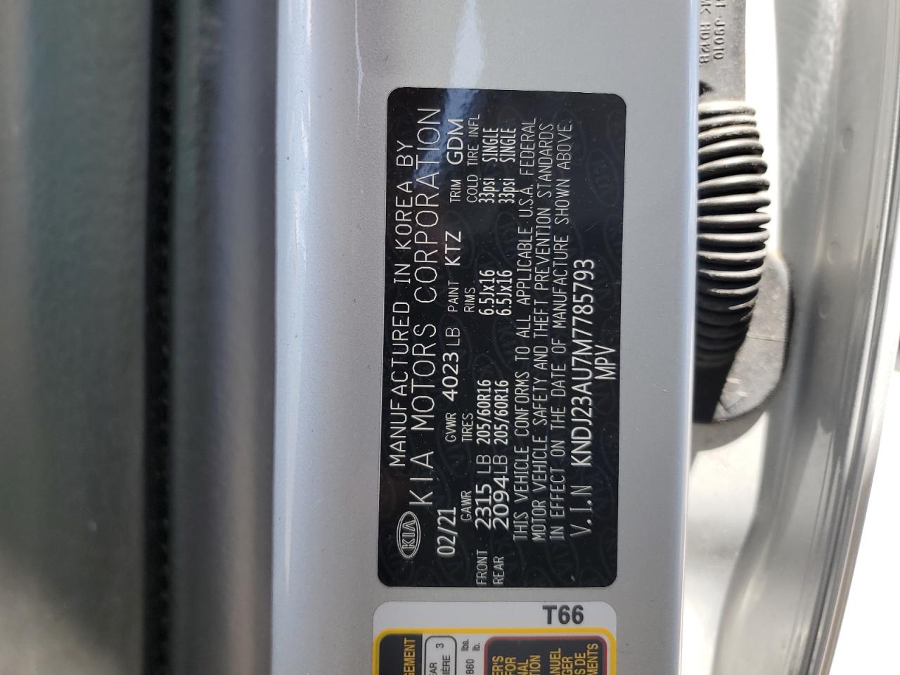 KNDJ23AU7M7785793 2021 Kia Soul Lx