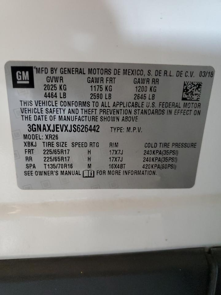 3GNAXJEVXJS626442 2018 Chevrolet Equinox Lt