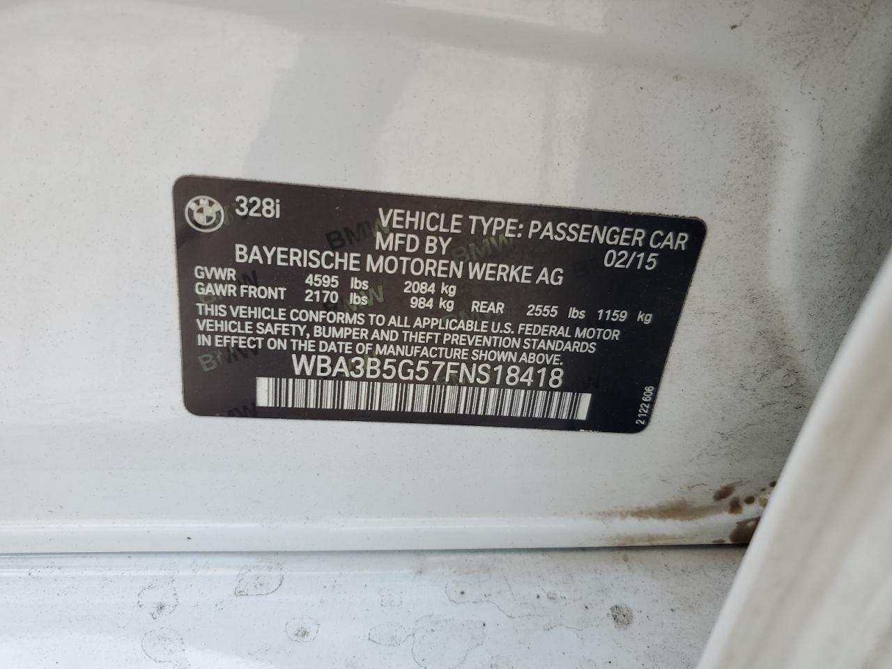 WBA3B5G57FNS18418 2015 BMW 328 Xi Sulev