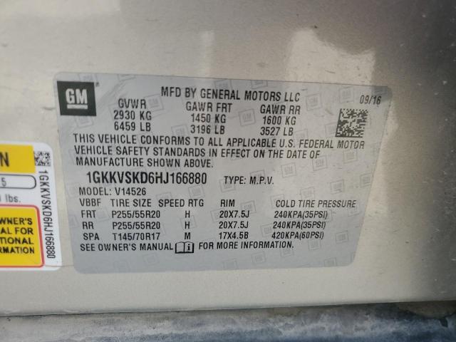 2017 GMC Acadia Limited Slt-2 VIN: 1GKKVSKD6HJ166880 Lot: 55367624