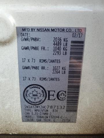 2017 Nissan Rogue S VIN: 5N1AT2MT2HC787132 Lot: 54338314