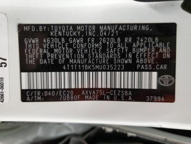 VIN 4T1T11BK5MU035223 2021 Toyota Camry, SE no.12